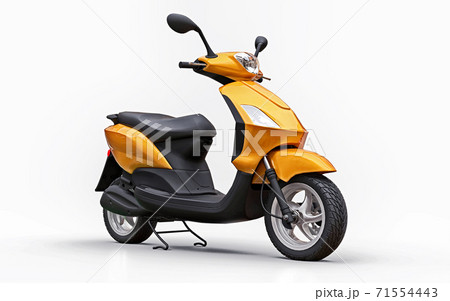 Modern urban orange moped on a white background. 3d illustration. 71554443