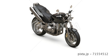 Black urban sport two-seater motorcycle on a white background. 3d illustration. 71554512