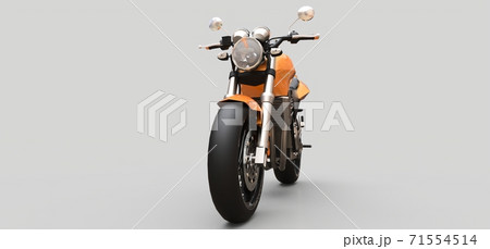 Orange urban sport two-seater motorcycle on a gray background. 3d illustration. 71554514