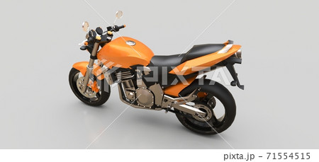 Orange urban sport two-seater motorcycle on a gray background. 3d illustration. 71554515