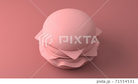 Minimal 3d pink cheeseburger on a dark pink background. 3d rendering. Minimal 3d pink cheeseburger on a dark pink background. 3d rendering. 71554531