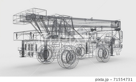 Mesh mobile crane. Three-dimensional illustration. 3d rendering. 71554731