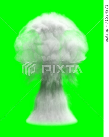Thick smoke from a round object on a green isolated background. 3d rendering. 71554871