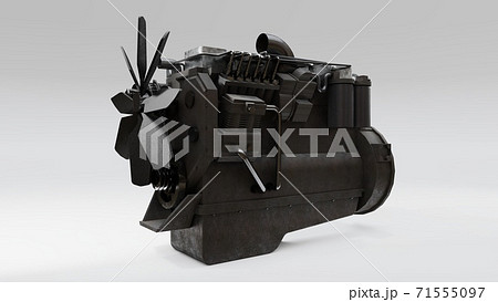 A big diesel engine with the truck depicted. 3d rendering. 71555097