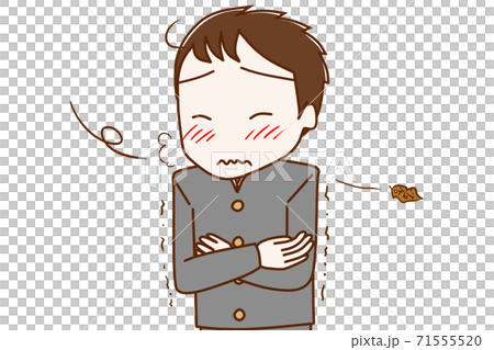 A male student who trembles in the cold north wind 71555520