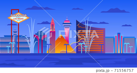 Cartoon Color Las Vegas City Skyline Landscape Scene Concept. Vector Cartoon Color Las Vegas City Skyline Landscape Scene Concept. Vector 71556757