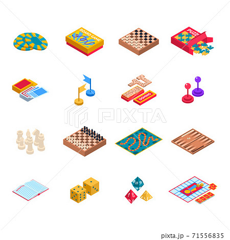 Color Board Games Icons Set 3d Isometric View. Vector 71556835