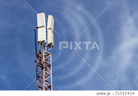 Telecommunication antenna mast or mobile tower transmits waves Telecommunication antenna mast or mobile tower transmits waves 71557414