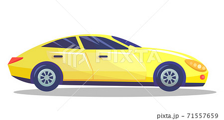 Yellow car vector template on white background. Vehicle with tinted windows. Business sedan 71557659