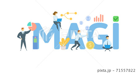 MAGI, Modified Adjusted Gross Income. Concept with keywords, people and icons. Flat vector illustration. Isolated on white. MAGI, Modified Adjusted Gross Income. Concept with keywords, people and icons. Flat vector illustration. Isolated on white. 71557822