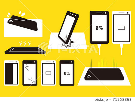 スマホのトラブルと故障のイラスト素材