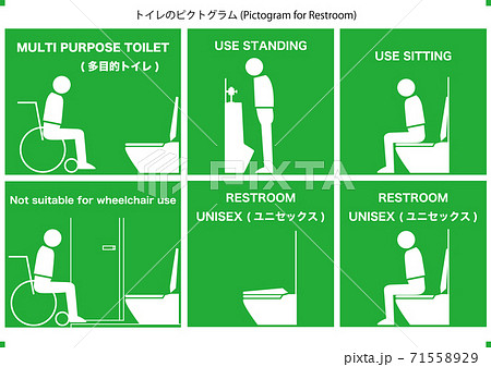 【設備】トイレのピクトグラム。ユニセックス・トイレ 71558929
