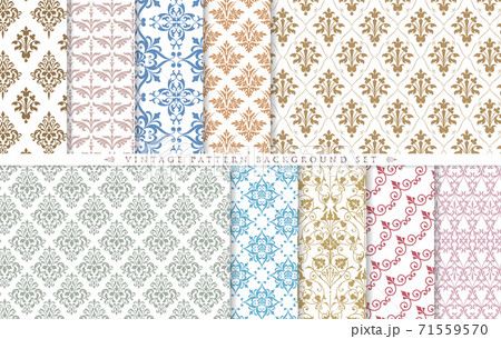 シームレスパターン　ビンテージ文様壁紙セット 71559570