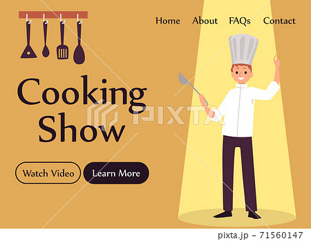 Landing page template for app of culinary tv show a vector flat illustration Landing page template for app of culinary tv show a vector flat illustration 71560147