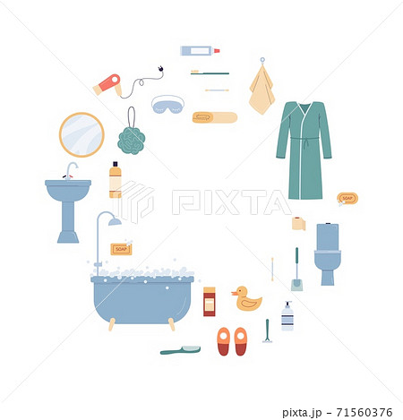 Frame of bathroom and toilet accessories flat vector illustration isolated. Frame of bathroom and toilet accessories flat vector illustration isolated. 71560376