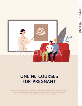 Vector banner with advertising online distance classes and courses for pregnant. Vector banner with advertising online distance classes and courses for pregnant. 71560383