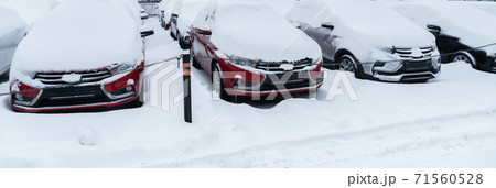 Parked cars covered with snow Parked cars covered with snow 71560528