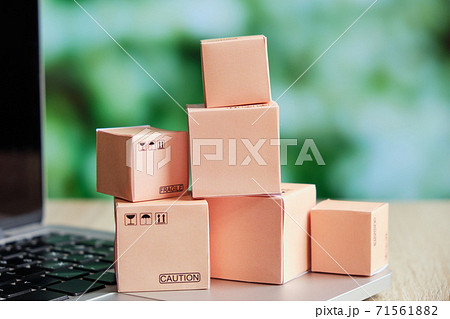Warehouse management concept with checking the availability of goods remotely through the program 71561882
