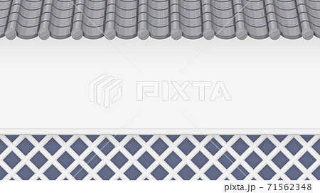 なまこ壁と瓦屋根の塀の背景素材 和風イラスト 16 9のイラスト素材