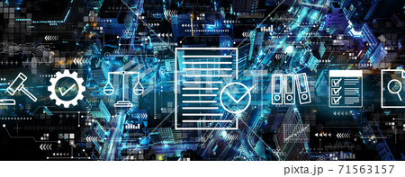 Compliance concept with aerial view of city 71563157