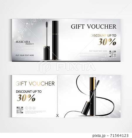 Gift voucher cosmetics luxury mascara for annual sale blue packaging template vector design EPS10. Gift voucher cosmetics luxury mascara for annual sale blue packaging template vector design EPS10. 71564123