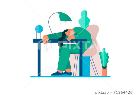 Tired overworked doctor or nurses sleeping at the table. Exhausted Healthcare worker. Tired overworked doctor or nurses sleeping at the table. Exhausted Healthcare worker. 71564426