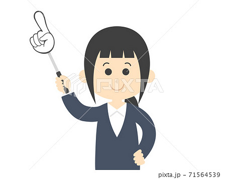 指し棒で解説する女性のイラストのイラスト素材