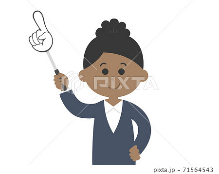指し棒で解説する黒人女性のイラストのイラスト素材