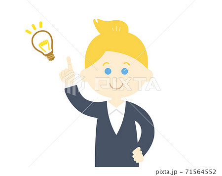 アイデアを出す白人女性のイラストのイラスト素材
