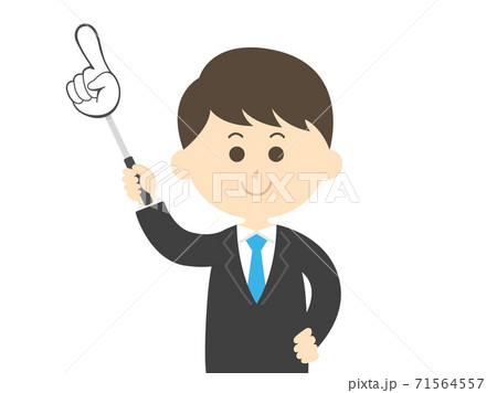指し棒で解説する男性のイラストのイラスト素材