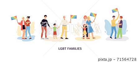 lesbians LGBT lesbians and gays family couples, flat...のイラスト素材 [71564728] - PIXTA