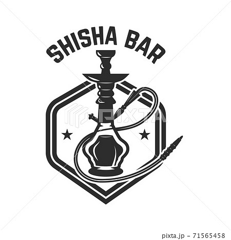 Hookah shop. Emblem template with hookah. Design element for logo, label, sign. 71565458