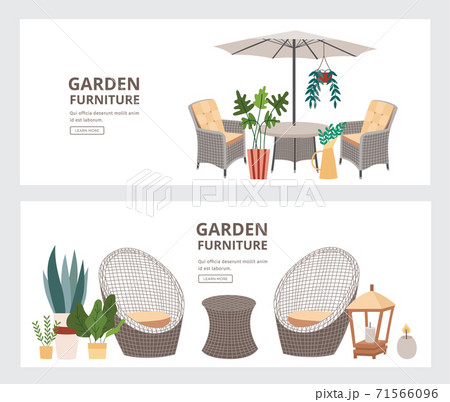 A set of banners with beautiful modern garden furniture. 71566096