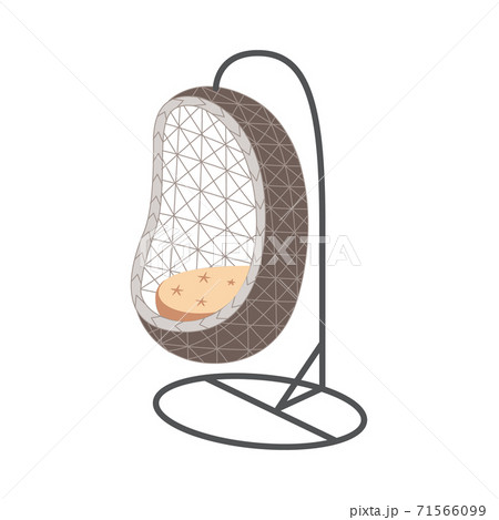 Rattan cocoon garden swing chair on frame, flat vector illustration isolated. 71566099