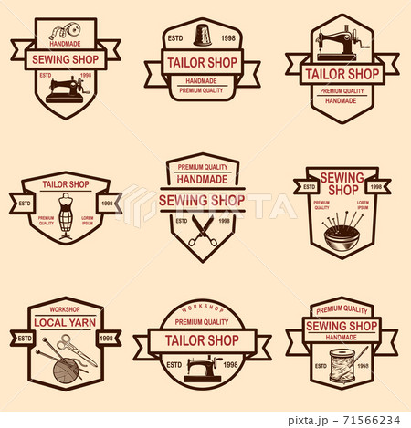 Set of tailor shop emblems. Design elements for logo, label, sign, badge. Set of tailor shop emblems. Design elements for logo, label, sign, badge. 71566234