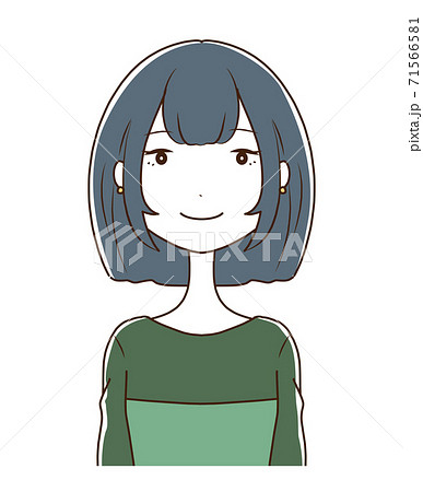 笑顔のショートヘアの女性の上半身のイラストのイラスト素材