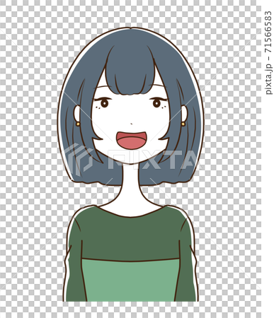 Illustration of the upper body of a smiling short-haired woman Illustration of the upper body of a smiling short-haired woman 71566583