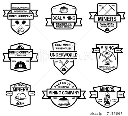 Set of coal mining company emblem templates. Design element for logo, label, emblem, sign, badge. 71566974