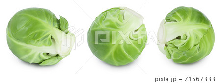 Brussels sprouts and half isolated on white background with clipping path and full depth of field. Set or collection 71567333