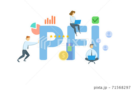 PFI, Private Finance Initiative. Concept with keywords, people and icons. Flat vector illustration. Isolated on white. 71568297