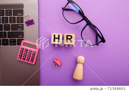 Concept of HR on wooden blocks. Human Resources concept 71568601