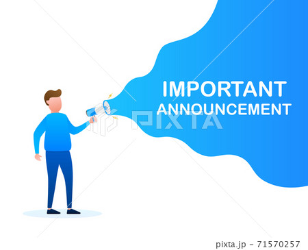 Hand Holding Megaphone with important announcement. Megaphone banner. Web design. Vector stock illustration. 71570257