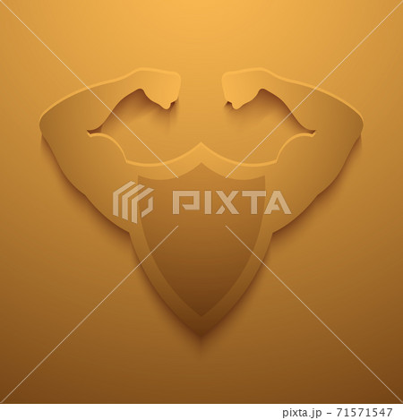 Vector modern concept shield and muscle icon Vector modern concept shield and muscle icon 71571547