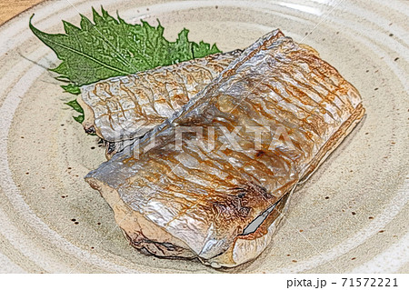 家庭的で素朴な自宅調理の「太刀魚の塩焼き」色鉛筆画風 家庭的で素朴な自宅調理の「太刀魚の塩焼き」色鉛筆画風 71572221