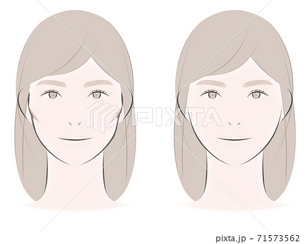 頬骨ありなし比較女性のイラスト素材