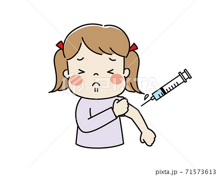 注射を受けて痛そうな表情の女の子のイラスト素材 注射を受けて痛そうな表情の女の子のイラスト素材
