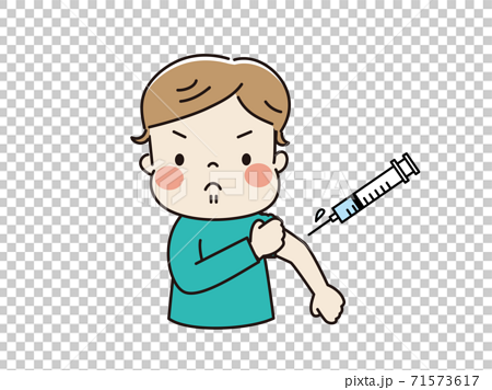 頑張って注射を受ける男の子 インフルエンザワクチン 予防接種のイラスト素材