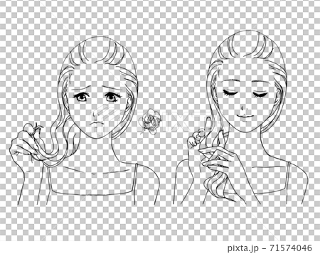 ヘアケアに使えそうな女性の線画 ヘアケアに使えそうな女性の線画 71574046