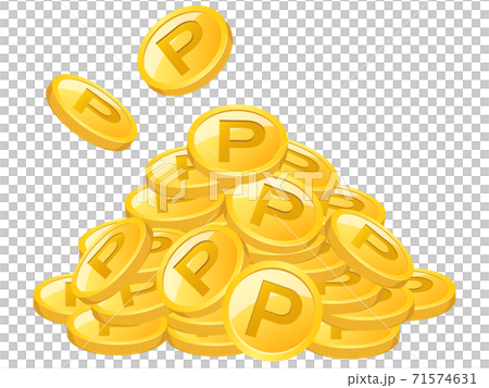 山積みになったゴールドのポイントコインのイラスト素材のイラスト素材
