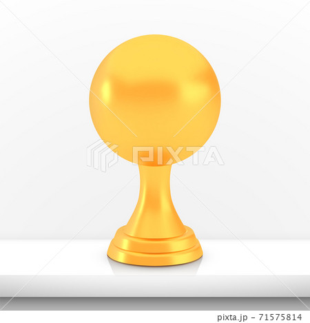 Winner sphere cup award, golden trophy logo isolated on white shelf table background Winner sphere cup award, golden trophy logo isolated on white shelf table background 71575814